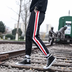 Повседневные мужские хлопковые штаны 2020, украшенные лентой, штаны для активных тренировок, эластичные шаровары, облегающие штаны высокого качества в стиле хип-хоп, размеры от 2 до 8 лет