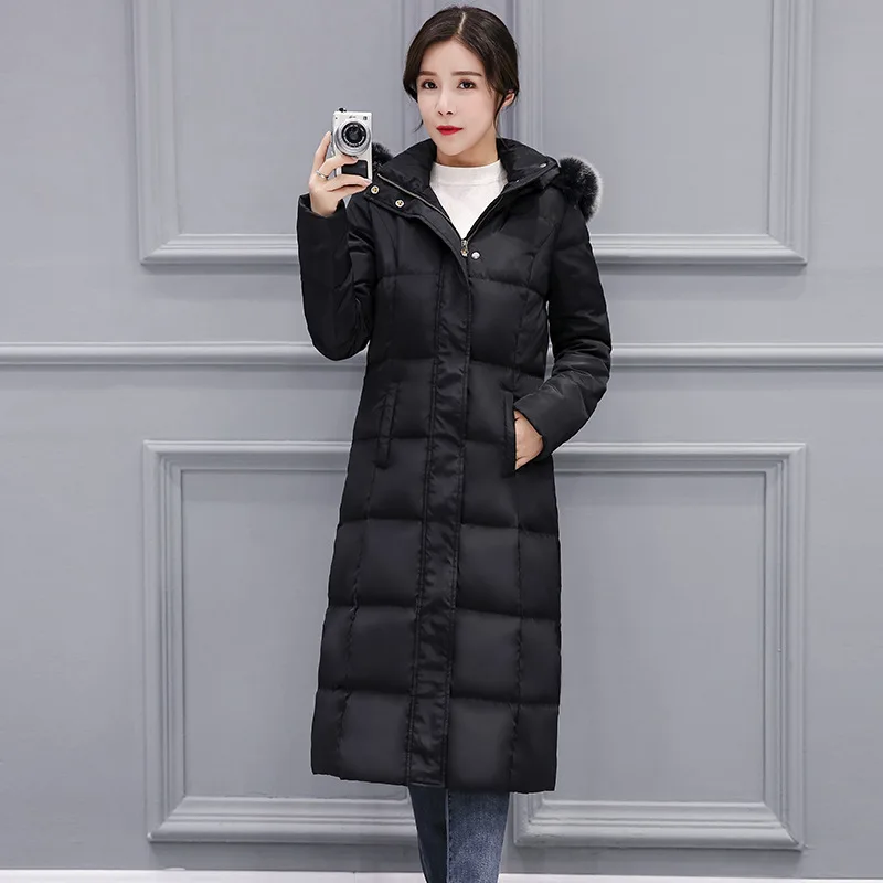 2020 Winter Jacket Women Big Fur Coat White Duck Down Jackets Korean Fashion Long Ladies Clothes Jaqueta Feminina LWL744