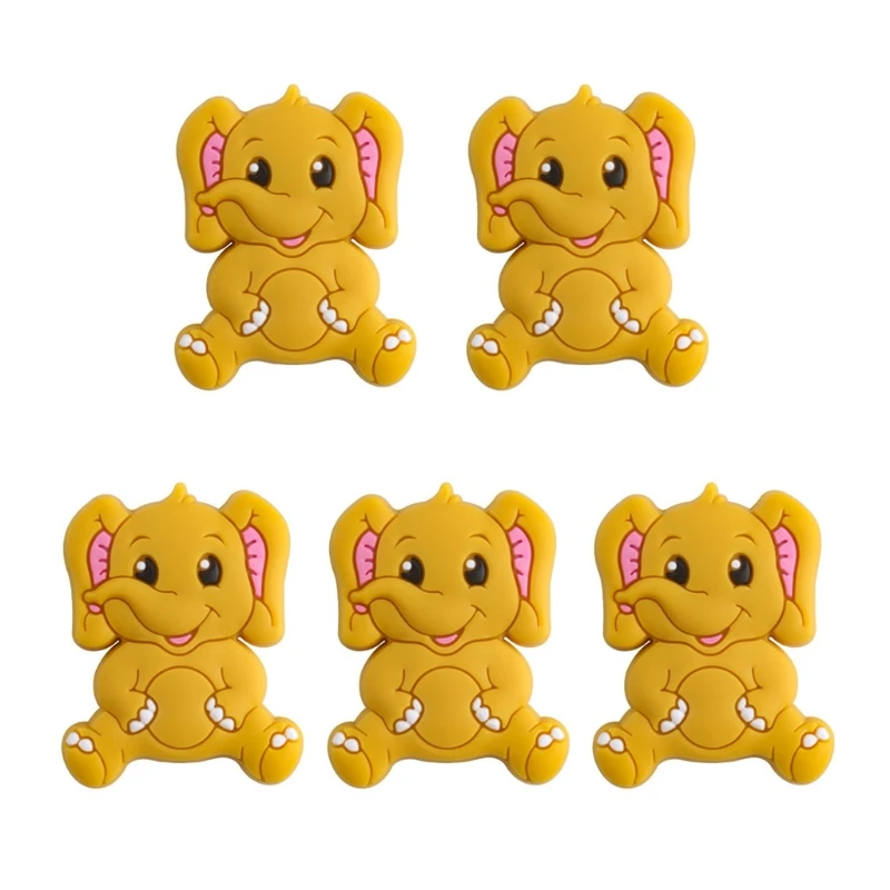 

5 Pcs/Pack Baby Infant Cartoon Elephant Shape Teether Silicone Beads Molar Toys A2UB