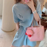 two piece suit korean sports suit female summer loose and thin fashion short sleeved shorts casual two piece running suit