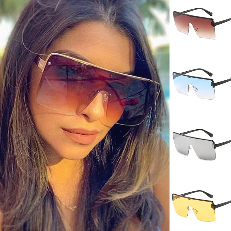 

Women's Sunglasses New Trendy Big Frame Sunglass Female Conjoined One-piece Women Sunglass Transparent Color