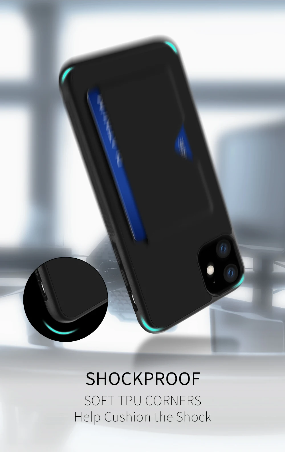 PU кожаный чехол для карты для iPhone 11 Чехол Слот для кредитных карт задняя крышка для iPhone 11 чехол 6,1 дюймов противоударные Чехлы для телефона