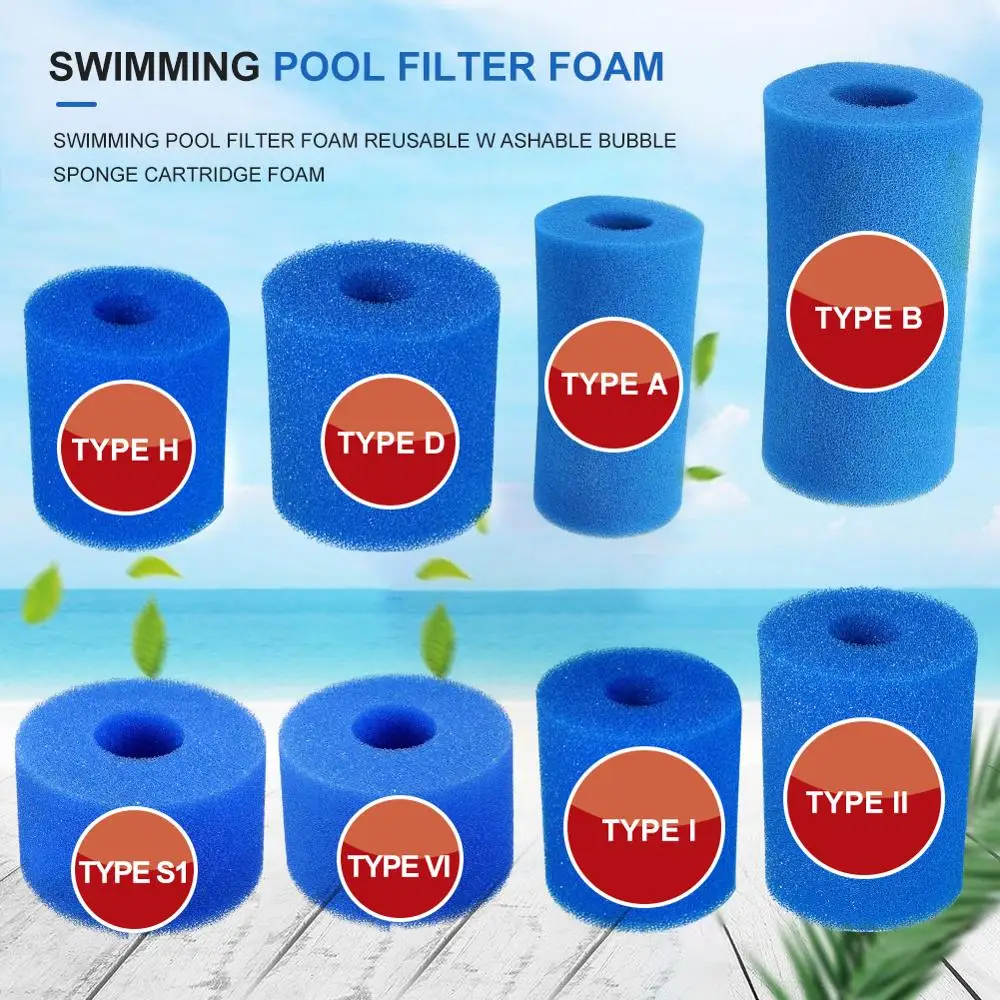 

Swimming Pool Filter Foam Reusable Washable for Intex Type H/S1/A Type Pool Filter Sponge Cartridge Suitable Bubble Jetted