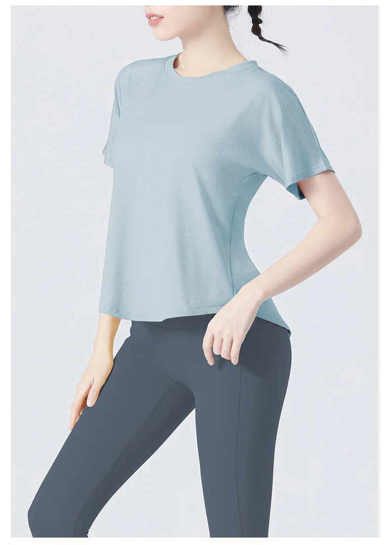 

Sports Top Yoga Clothes Women's Summer Straps Breathable and Quick-drying Back Split T-shirt Smocks Running Fitness