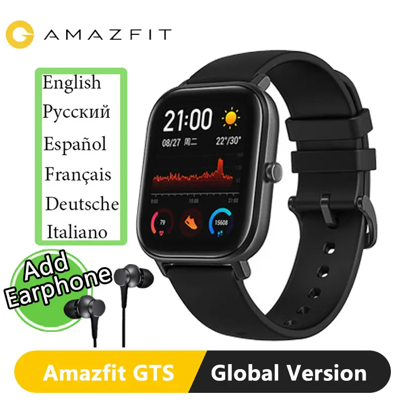 Amazfit GTS Смарт часы 5ATM Водонепроницаемые Плавающие глобальная версия 14 дней