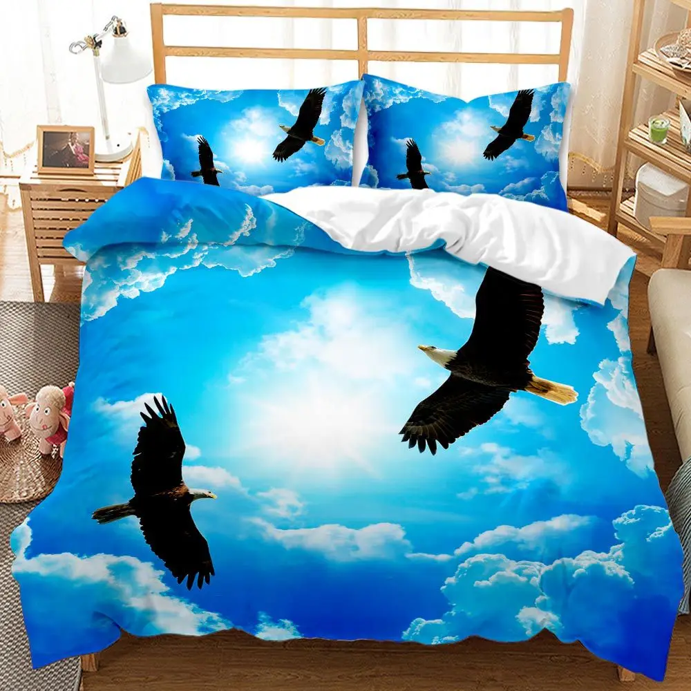 

Animal Proud Eagle Birds 3D Print Comforter Bedding Sets Queen Twin Single Size Duvet Cover Set Pillowcase Home Textile Luxury