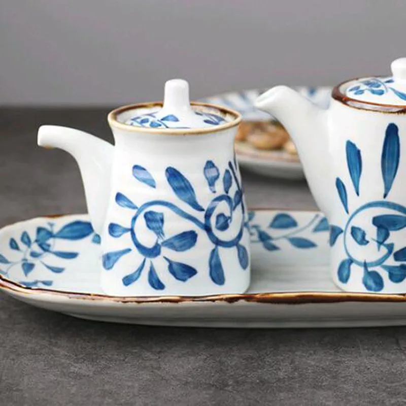 FANCITY в японском стиле ретро Керамическая приправа соевый соус уксус бутылка