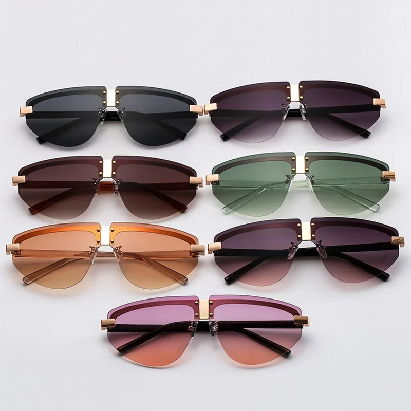 

Unisex Fashion Oversized Rimless Sunglasses Women Famous Design Trendy Square Sun Glasses Female Men Gradient Glasses UV400