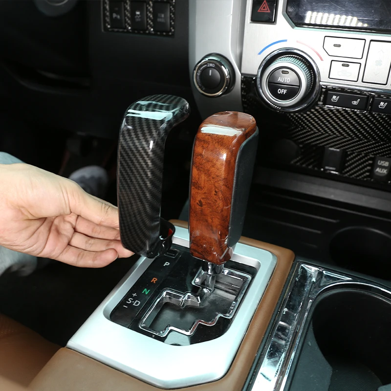 Para Toyota Tundra/Sequoia 2007-2021 ABS Color de fibra de carbono perilla de palanca de cambios de coche cubierta de la cabeza de Etiqueta Interior Accesorios