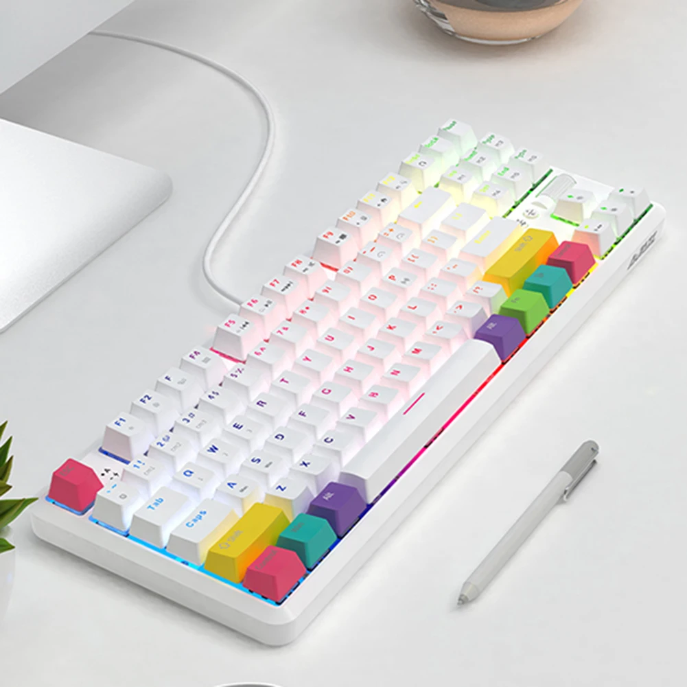 

Professional Ultra-slim Wired Keyboard K870T 87 Keys Type-C Wired Bluetooth Dual Mode RGB Mechanical Keyboard