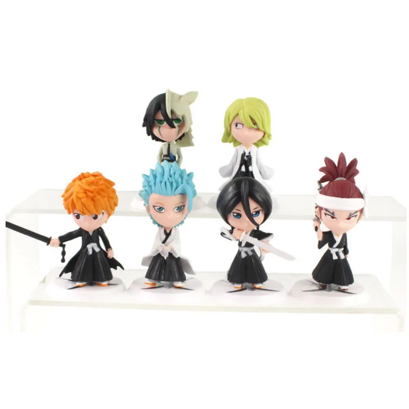 

6pcs/lot Anime Bleach Ichigo Kurosaki Orihime Inoue Ulquiorra Cifer Renji Ichimaru Gin Toushirou Action Figure Toys Gift For Kid