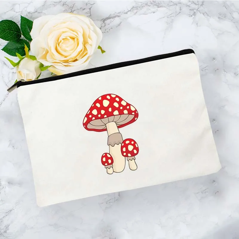 

Mushroom Cosmetic Bag for Makeup Kawaii Mini Pouch Travel Storage Make Up Bags Organizer Women Handbags Women's