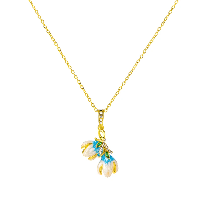 

New Fashion Trend Multicolor Double Flower Necklace Women's Wedding Anniversary Gift Jewelry Jewelry Wholesale