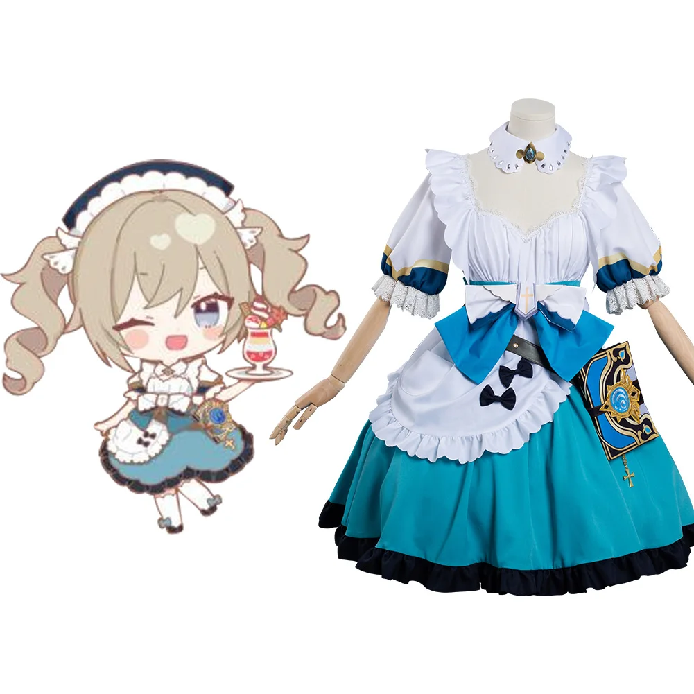 

Genshin Impact Barbara Cosplay Costume Female Girl Maid Dress Outfits Halloween Carnival Suit