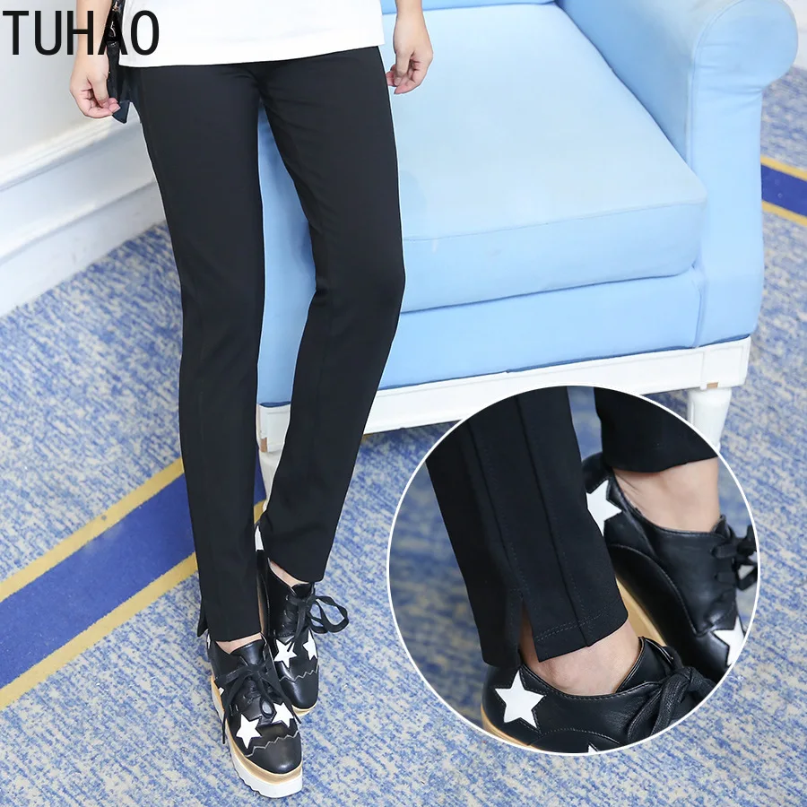

TUHAO Women Office Lady Black Pant Oversized 8XL 7XL 6XL 5XL 2021 Slit Casual Pants Outer Long Pants Mother Casual Trouser WM49