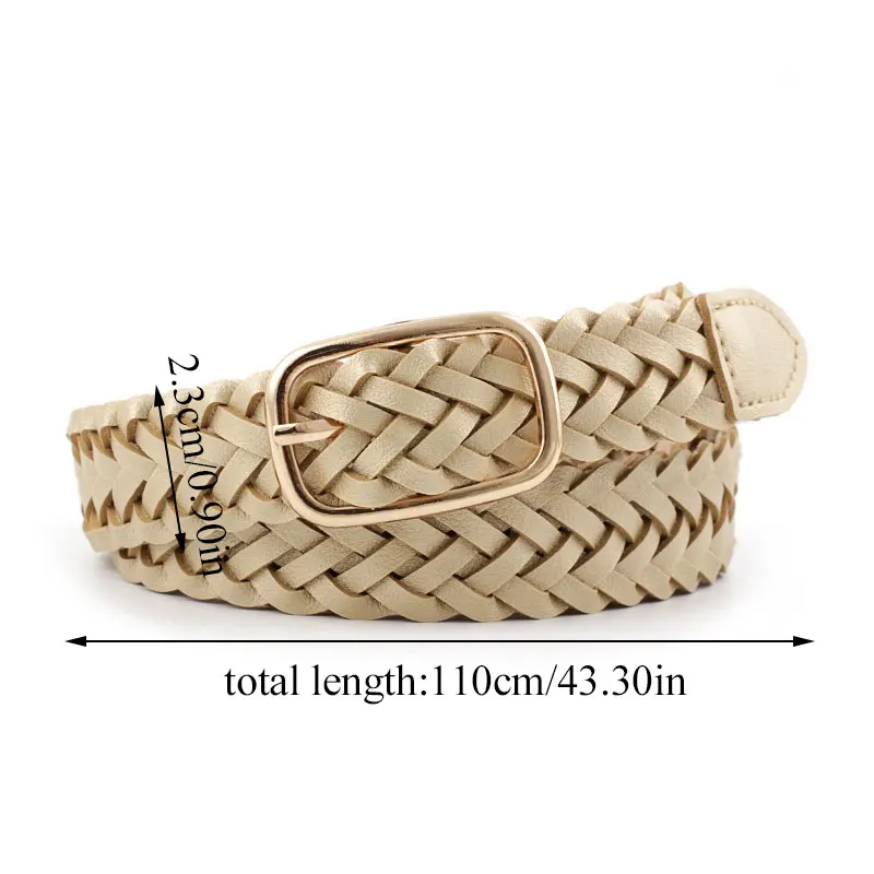 Женский модный винтажный плетеный пояс Boho однотонная женская гладкая пряжка для