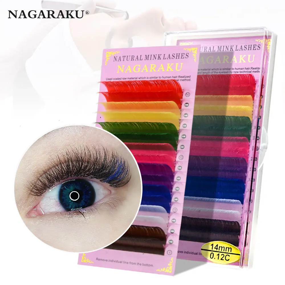 Накладные ресницы NAGARAKU 8 цветов J/B/C/D 0 07/0 10/0 12/0 15 мм мм|colored eyelash extensions|eyelash extensioncolor