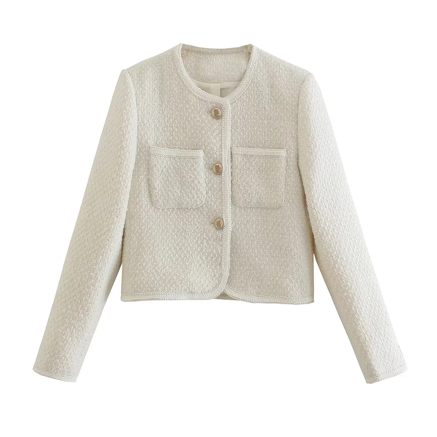 

Dave&Di Winter Jacket Women England Style Office Lady Fashion Jacket Women Elegant Texture Solid Simple Short Casaco Feminino
