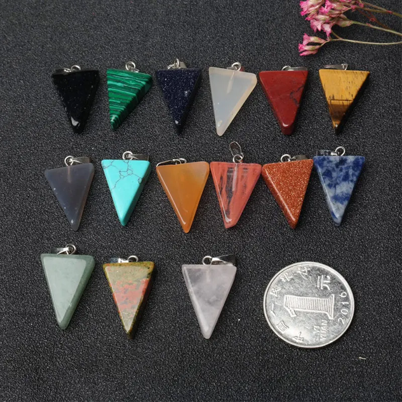 10 шт./лот треугольной формы Jaspers/Jades/Agates/Quartz/Jades Подвески для изготовления