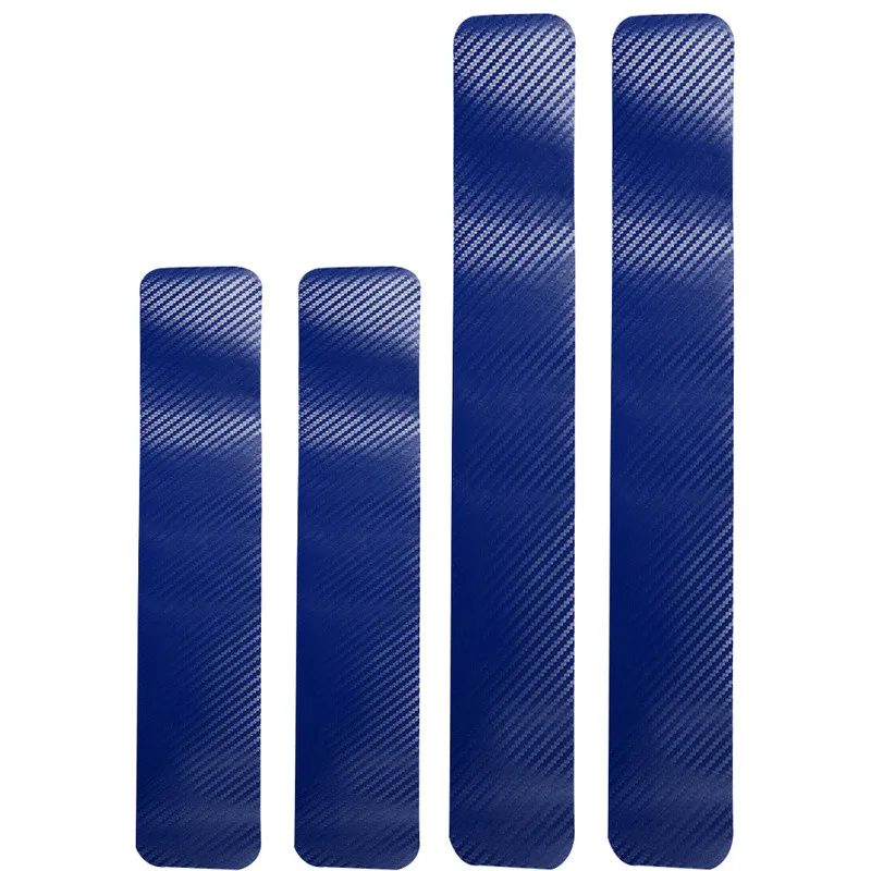 Navy blue 4 шт./компл. Черный углеродного волокна двери автомобиля Наклейка для порога защитная пленка подоконник прикрытие потертостей и устойчивая к царапинам наклейка w/скребок авто аксессуары - Название цвета: Navy blue