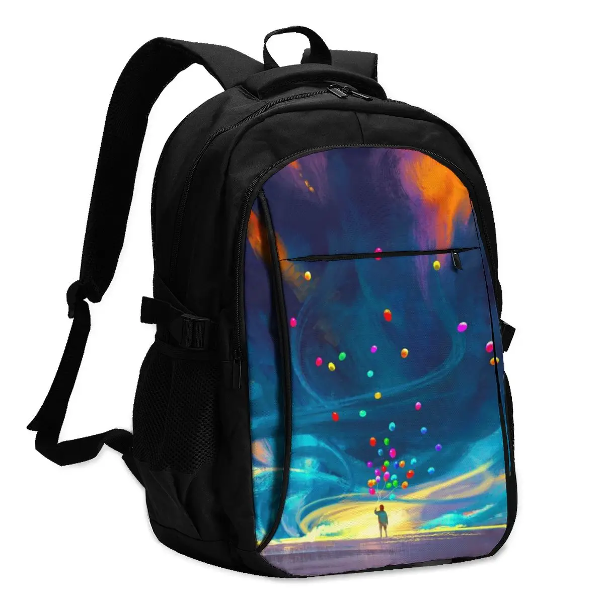 Рюкзак с usb зарядкой для женщин воздушными шарами стоящими в фэнтези шторме