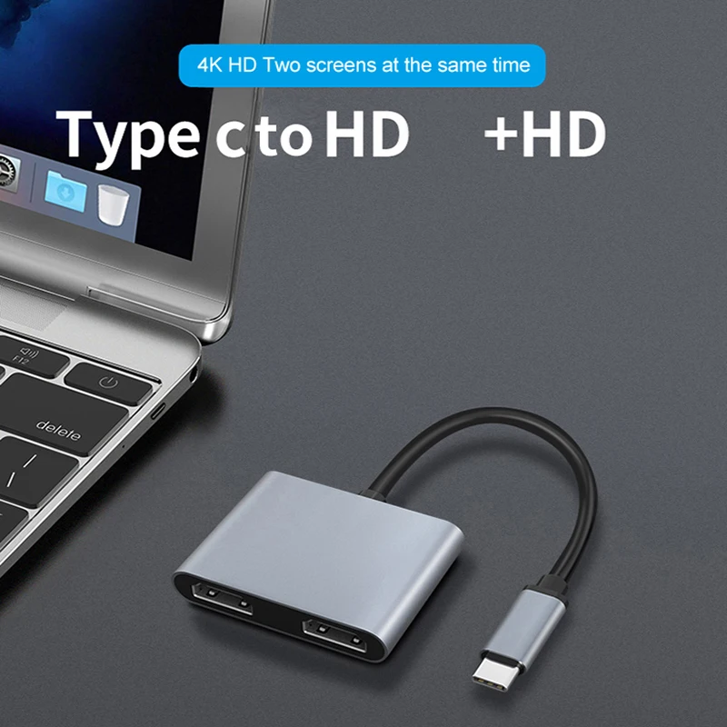4k hd type c to dual hdmi compatible hub 5gbps transmitter adapter converter dual screen display usb c docking station for tv free global shipping