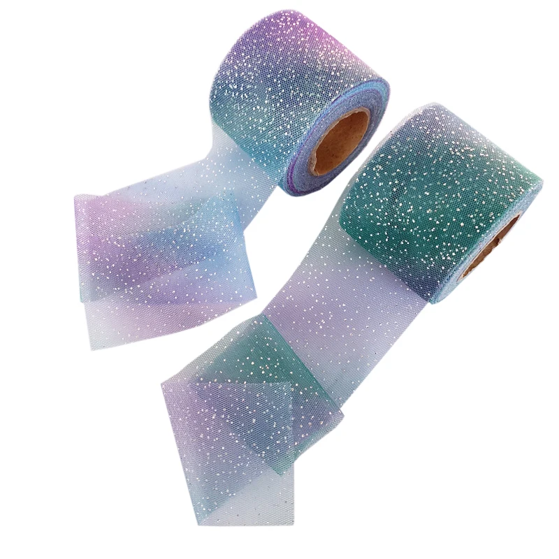 Серебряные тюлевые украшения с блестками в точку 6 см/8 см градиент цвета радуги