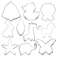 10pc cutter decorating mould birthday cake frame stainless steel animal cookies mold childrens day kitchen baking patisserie