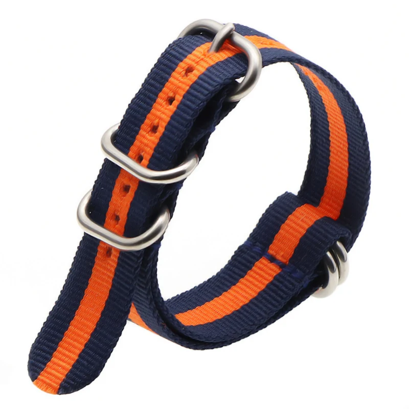 Blue orange S 21 цвет прочный нейлоновый ремешок otan ZULU ремешок 18 мм 20 мм 22 мм 24 мм полосатый Радужный холст замена ремешок для часов - Цвет ремешка: Blue orange S