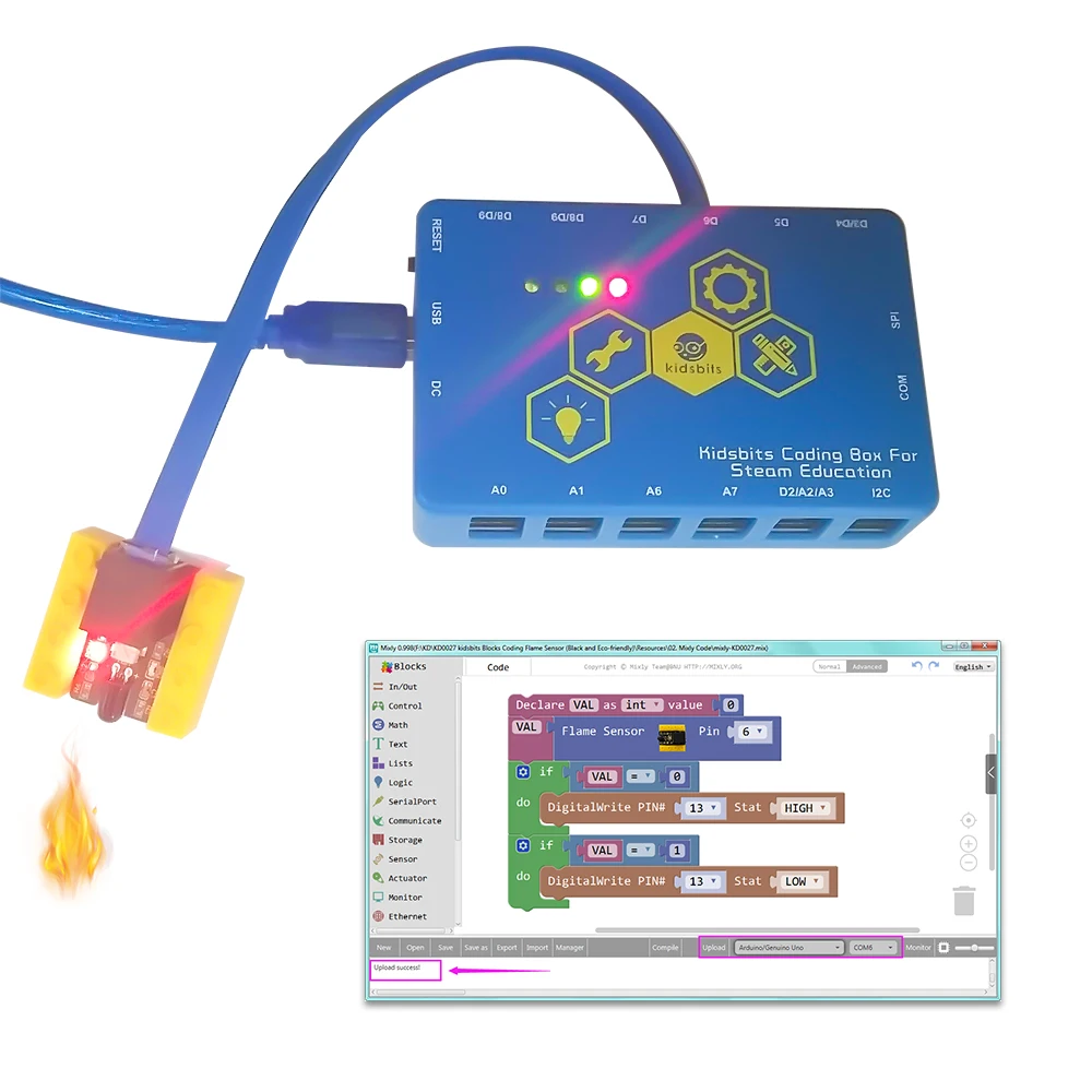 Kidsbits Building Blocks Flame Fire Detection Sensor Module Infrared Detector Receiver For Arduino STEM Education | Игрушки и хобби