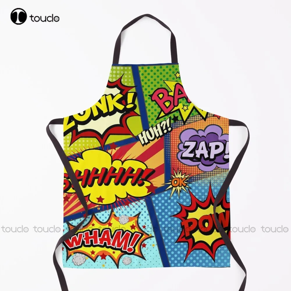 

Colorful Comic Book Panels Apron Red Apron Personalized Custom Cooking Aprons Garden Kitchen Household Cleaning New