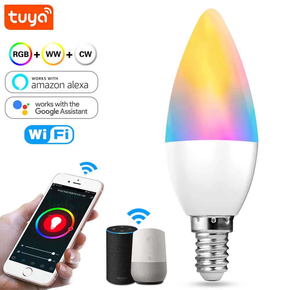 

LED Smart Light Bulb 5W E14 WiFi Led Lamp RGB Color Changing Day Lighting Dimmable Smart Life App Control Alexa/Google Home