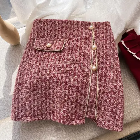 Женская Зимняя юбка, новинка 2021, тонкая темпераментная Сумочка во французском стиле с завышенной талией, обложка на бедра, короткая юбка с надписью