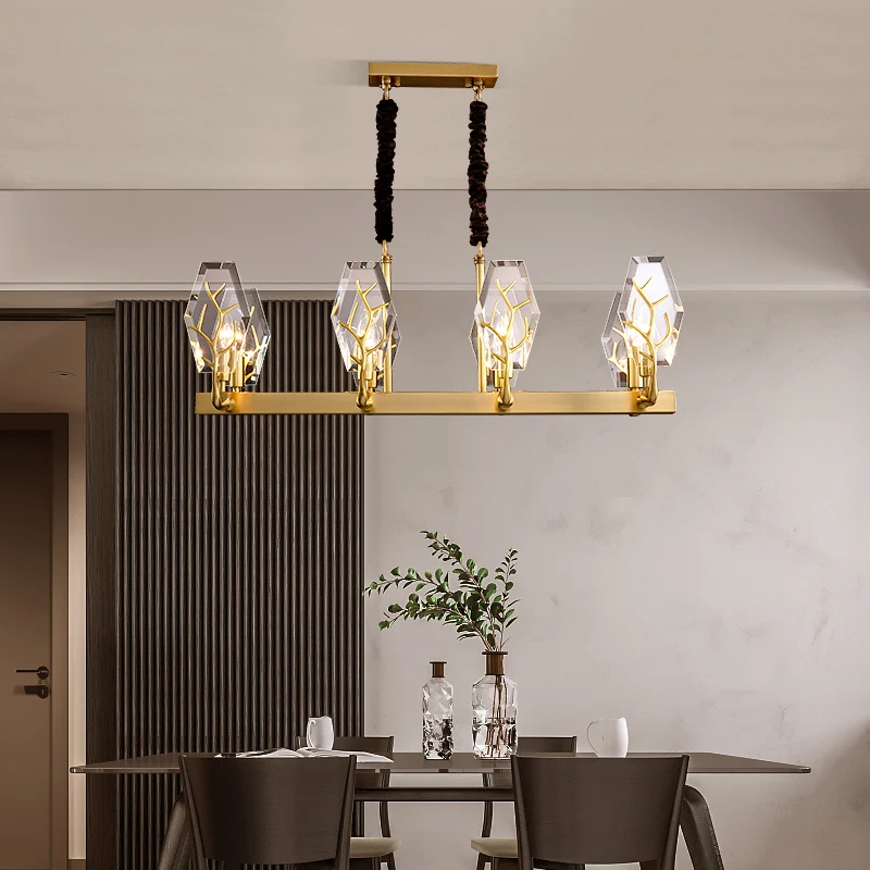 FKL Современная хрустальная люстра роскошный прямоугольный медный Золотой