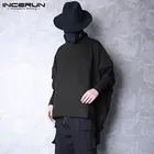 Пальто накидки Асимметричная Мужская INCERUN, модная однотонные пончо свободная водолазка, свитшот с большими карманами, уличная одежда, S-5XL 7