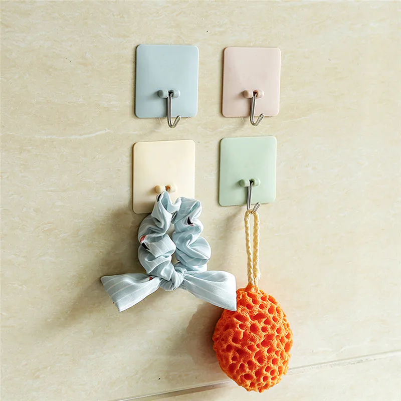 

1PC Plastic Kitchen Adhesive Hooks Shelf Hanger Organizer Racks Wall Hanging Door Bathroom Clothes Towel Rails Holder