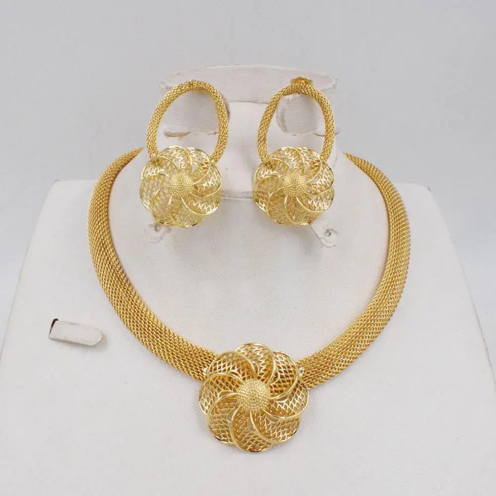 Модные серьги-подвески золотого цвета, разноцветное ожерелье, набор украшений для женщин металлический комплект украшений для вечеринок, ... от AliExpress WW