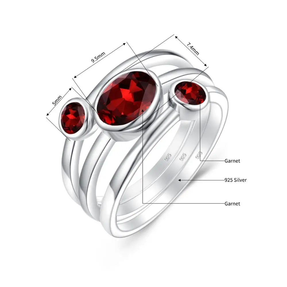 

2020 Hot Sale PersonalizedRings for Women Genuine 925 Silver Match Natural Garnet Jewelry Best Gift for Girlfriend
