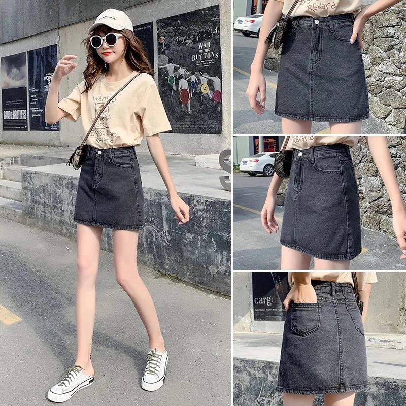 

S-XL Fashion Plus Size Jean Skirt for Women 2021 Summer High Waist Mini Skirts Korean Style Cute Girl Sweet Skirt New Arrival