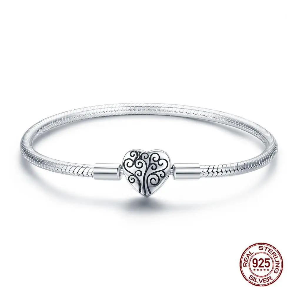 

Cartoon Lion Owl Eternal Heart Bracelets Original 925 Sterling Silver Charms Cat Family Tree Bracelet for Woman Jewelry Making