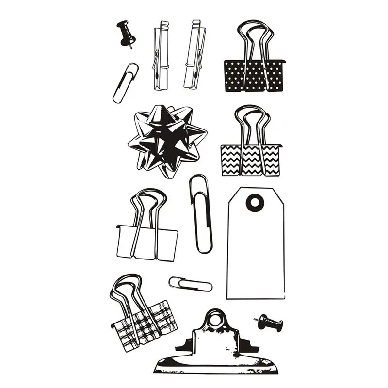 

office supplies clear stamps silicone diy binder clips paper push pin diy planner stamps
