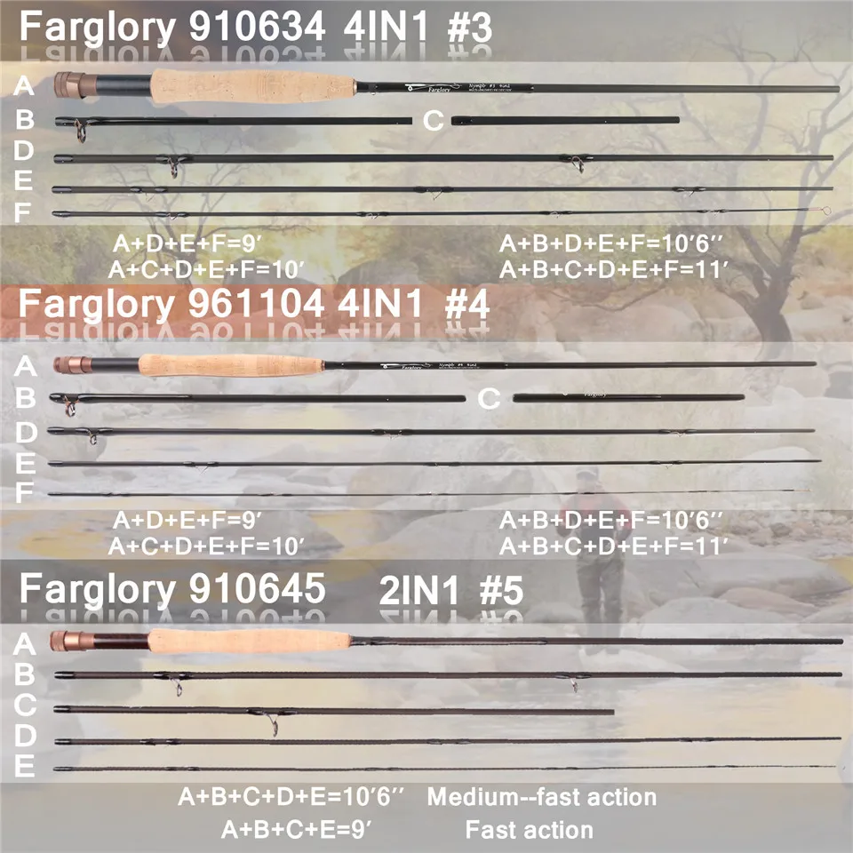 Maximumcatch Farglory 9-11FT 3WT/4WT/5WT 4-5Sec средняя быстрая Удочка Nymph с дополнительным удлинителем