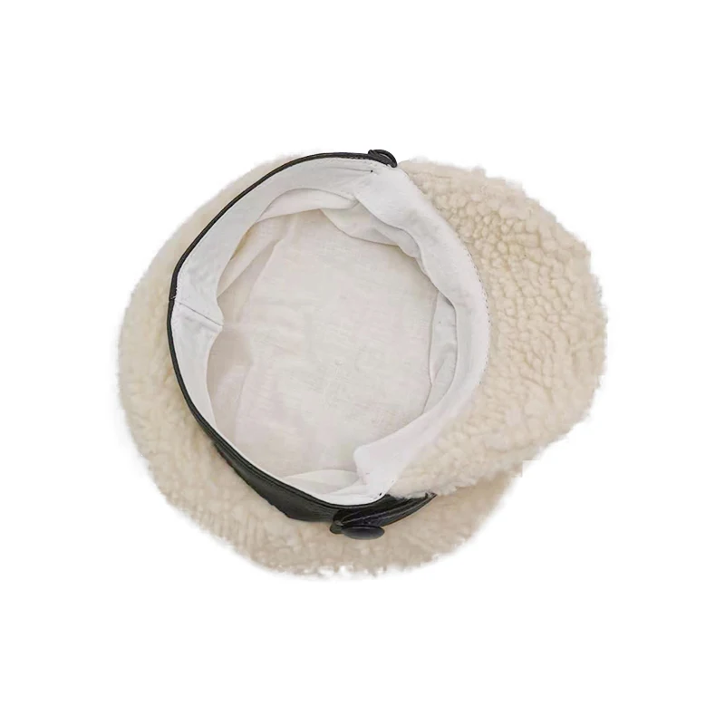 Женская Осенняя шапка из овечьей шерсти теплая белая ретро-Кепка в британском
