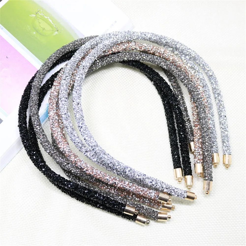 

New Fashion Korea Crystal Soft Headband for Women Rhinestone Hairband Beads Bezel Girls Hair Accessories Simple Headwear
