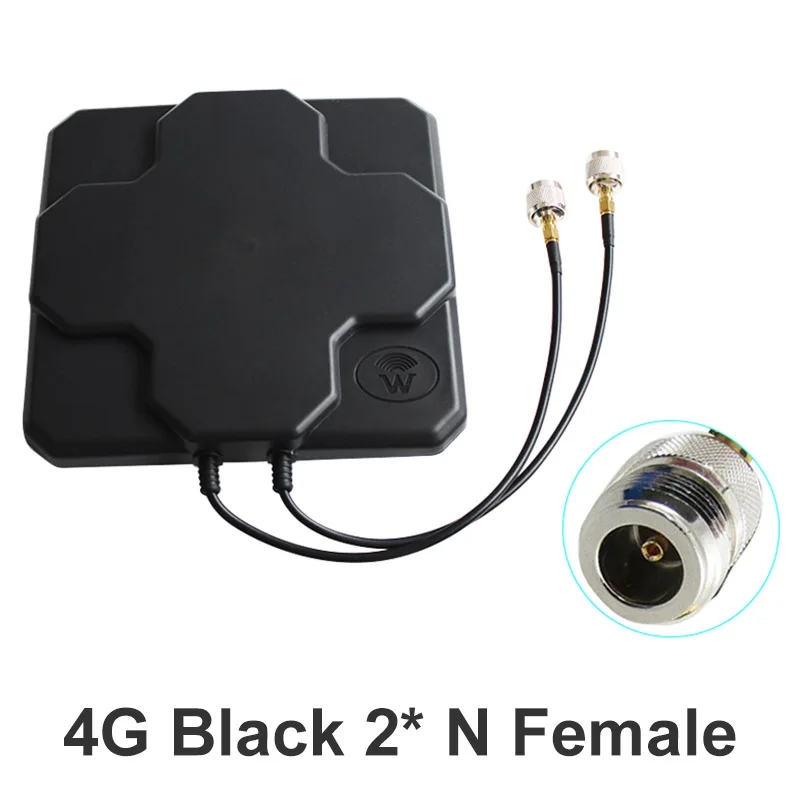 4G LTE Антенна N Мужской Женский SMA наружная панель 18dbi 698-2690MHz белый черный антенна mimo внешняя антенна для беспроводного маршрутизатора - Цвет: Black N Female