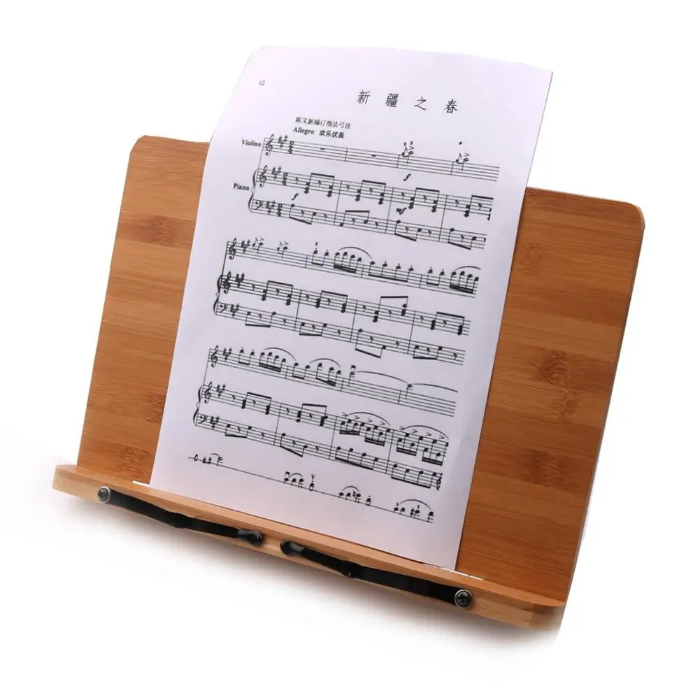Newest Flanger Portable Fordable Desktop Bamboo Book Stand Reading Holder for Music Books Textbooks Tablets Laptop with Clips | Спорт и