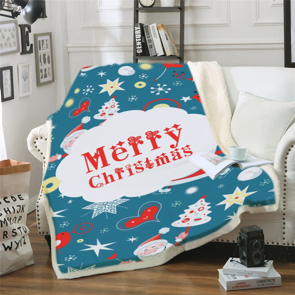 

Dropship Christmas Sherpa Fleece Material Printed Thick Fashion Warm Wearable Travel Home Winter Planet Hooded Blanket