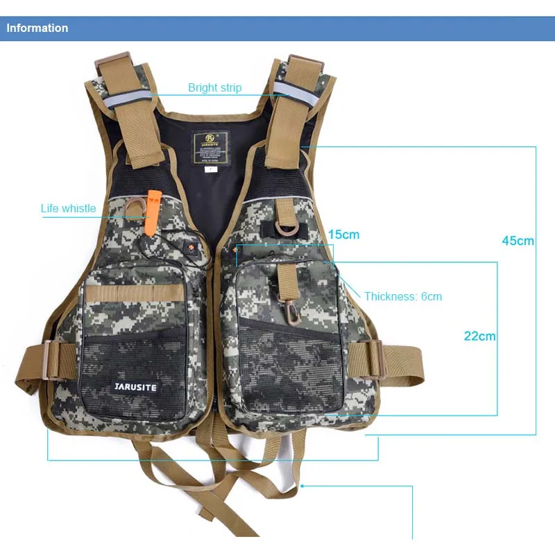 Камуфляжный жилет для ловли нахлыстом мужчин плавучесть с многофункциональными