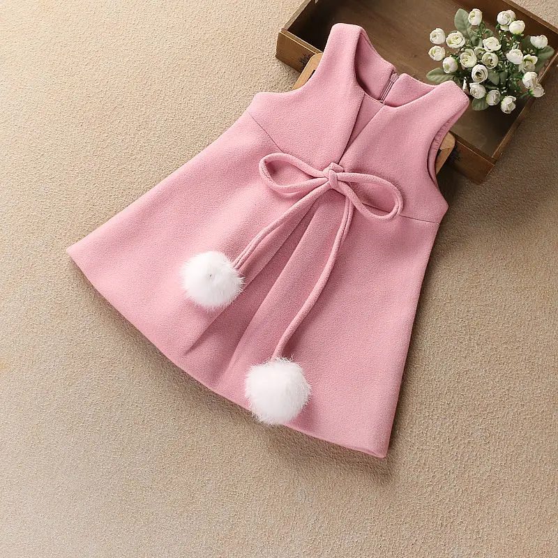 style 2 Детские платья для девочек; коллекция года; сезон осень-зима; новое платье с помпонами для маленьких девочек; платье принцессы без рукавов на Рождество - Цвет: style 2