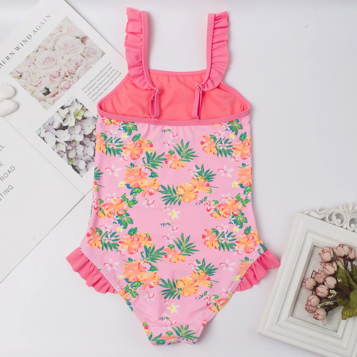 2020 цветочный Falbala Цельный купальник для девочек детская пляжная одежда мульти